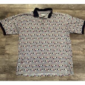 Golf Classics By Munsingwear Vintage Men XL Golf Polo Flag & Tee All Over Print